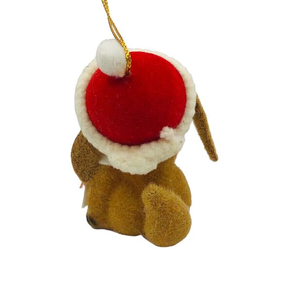 VTG Flocked Dingo Dog UNION WADDING CO SYDNEY CRITTER SITTER NOEL Xmas ORNAMENT - Picture 4 of 7